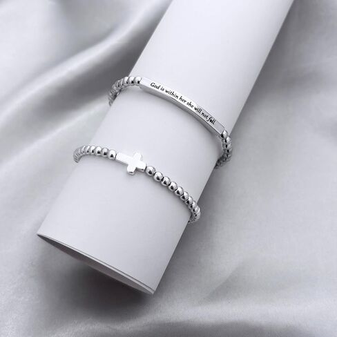 الأساور الدينية المسيحية للنساء يسوع ملهمة الإيمان سوار مطرز تمتد اليدوية الكرة أساور الكتاب المقدس الآية سوار الدينية المسيحية هدية in Kuwait