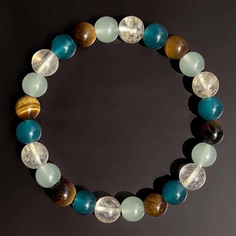 Money Wealth Success Bracelets for Women Men Tiger Eye Green Crystal Natural Stone Handmade Gemstone Stretch Elastic Yoga Beaded Bracelet – Abundance, Prosperity, Healing Spiritual Gifts in Saudi Arabia