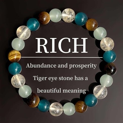 Money Wealth Success Bracelets for Women Men Tiger Eye Green Crystal Natural Stone Handmade Gemstone Stretch Elastic Yoga Beaded Bracelet – Abundance, Prosperity, Healing Spiritual Gifts in Saudi Arabia