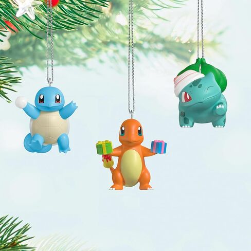 Hallmark Keepsake Mini Christmas Ornaments 2025, Pokémon Squirtle, Charmander, Bulbasaur, Set of 3, Gifts for Gamers in Saudi Arabia