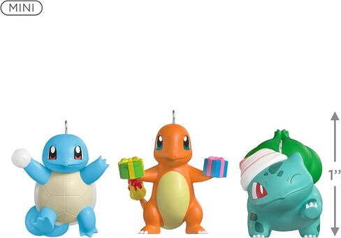 Hallmark Keepsake Mini Christmas Ornaments 2025, Pokémon Squirtle, Charmander, Bulbasaur, Set of 3, Gifts for Gamers in Saudi Arabia