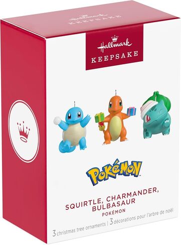 Hallmark Keepsake Mini Christmas Ornaments 2025, Pokémon Squirtle, Charmander, Bulbasaur, Set of 3, Gifts for Gamers in Saudi Arabia