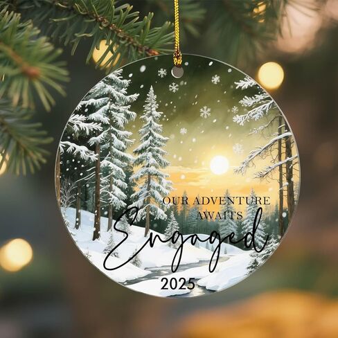 Engagement Ornament 2025, Engaged Gifts for Couples Newly Women Fiance Her, Wedding Bridal Shower Gifts, Acrylic First Christmas Engaged Ornament in Saudi Arabia