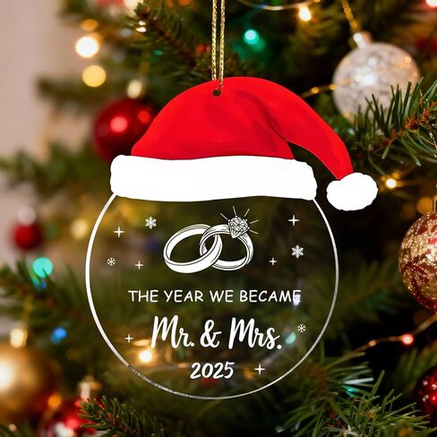 Engagement Ornament 2025, Engaged Gifts for Couples Newly Women Fiance Her, Wedding Bridal Shower Gifts, Acrylic First Christmas Engaged Ornament in Saudi Arabia