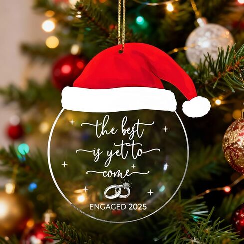 Engagement Ornament 2025, Engaged Gifts for Couples Newly Women Fiance Her, Wedding Bridal Shower Gifts, Acrylic First Christmas Engaged Ornament in Saudi Arabia