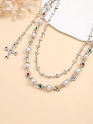 Layered Pants Wallet Chains for Men Fashion Jean Pocket Chain Exquisite Rhinestone Flower Pearl Purse Bag Charm in Saudi Arabia