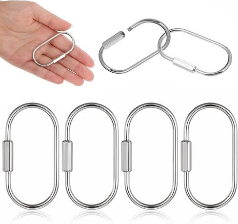 2.52 x 1.34 Inch 4 Pcs Sliver Brass Screw Lock Keychain, Brass Screw Lock Clip Key Chain Ring Durable Simple BrasssKeychain Holder BrassKey-Ring Simple Style Car keychain for Men and Women, Sliver in Saudi Arabia
