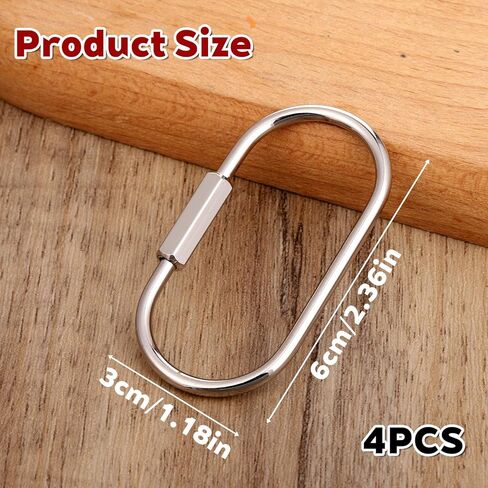 2.52 x 1.34 Inch 4 Pcs Sliver Brass Screw Lock Keychain, Brass Screw Lock Clip Key Chain Ring Durable Simple BrasssKeychain Holder BrassKey-Ring Simple Style Car keychain for Men and Women, Sliver in Saudi Arabia