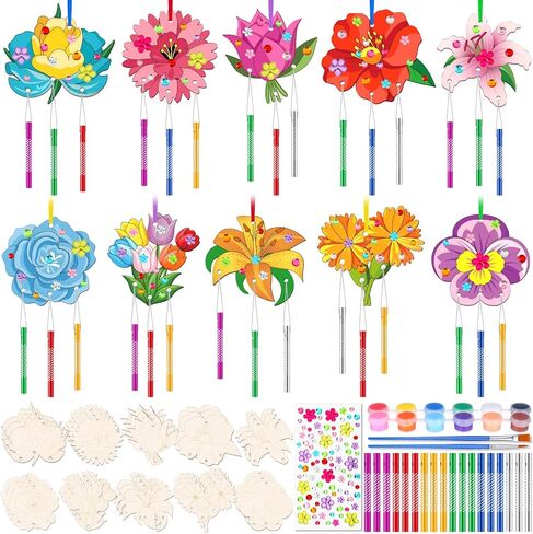 Colingmill 30 Pack Butterfly Wind Chime Kit Make You Own Butterfly Crafts Wind Chimes Outdoors Decorative DIY Coloring Wooden Crafts for Gift Art Room Birthday Spring Party Favors in Saudi Arabia