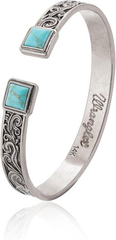 Montana West Wrangler Cuff Bracelet for Women Western Turquoise Adjustable Open Bangle Silver Plated Carved Floral Cowgirl Country Jewelry in Saudi Arabia