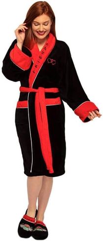 FRIENDS Women's Central Perk Black Fleece Dressing Gown in Saudi Arabia