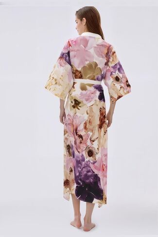 PRODESIGN Kimono Robes for Women - Long Chiffon Sleepwear Silky Floral Kimono Cover-Up Nightgown Bathrobe Loungewear Blouse in Saudi Arabia