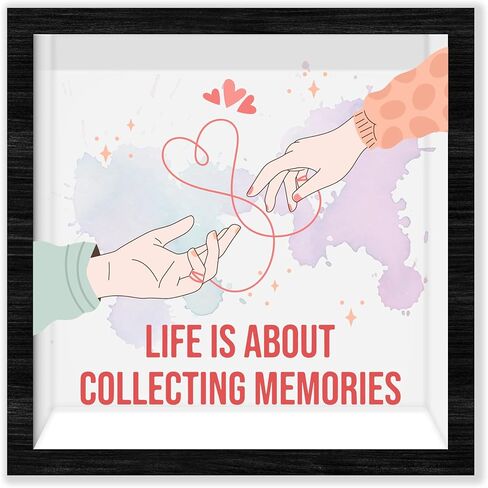 Black Travel Shadow Box Frame with Slot ، Life عبارة عن مجموعات من إطارات مربعات اللحظات للصناديق ، صندوق ذاكرة 8 × 8 للتذوق ، هدايا السفر والزخارف ، 02 in Kuwait