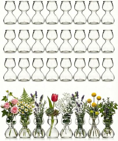 Garden Guru Plant Propagation Stations - Clear Glass Bud Vases Set of 2 - Mini Vases for Wedding Centerpieces, Cafe Décor, Tea Shop Displays - Small Hydroponic & Flower Vase in Saudi Arabia