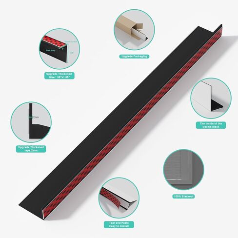 شرائط حجب الضوء من مادة PVC المعتمة بنسبة 100% لظلال النوافذ والستائر، تحجب الضوء على طول جوانب الستائر المعتمة، سهلة التركيب. (أبيض 58 بوصة 2 قطعة) in Saudi Arabia