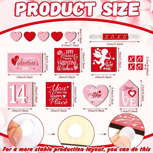 Patelai 17 Pcs Valentine's Day Tiered Tray Decorations Set Wooden Valentines Table Signs Love Heart Xoxo Farmhouse Valentine Tiered Tray Decor for Home Tabletop Valentine's Day Decor(Cute) in Saudi Arabia