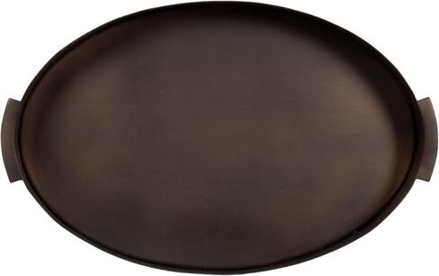 Kate and Laurel Samana Modern Oval Metal Tray, 16 x 10, Brass, Polished Decorative Serving Tray with Hammered Surface for Use as Ottoman Tray or Entryway Decor in Saudi Arabia