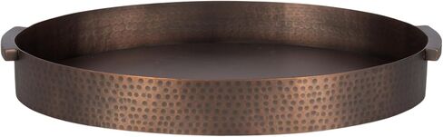Kate and Laurel Samana Modern Oval Metal Tray, 16 x 10, Brass, Polished Decorative Serving Tray with Hammered Surface for Use as Ottoman Tray or Entryway Decor in Saudi Arabia