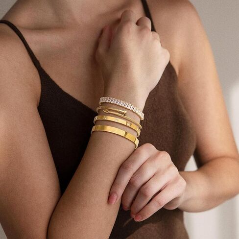 Gold Bracelets for Women, 14K Gold Plated Stackable Bracelets Trendy Non Tarnish Jewelry Set Fashion Gifts for Women in Saudi Arabia