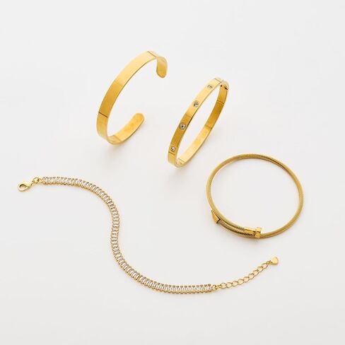 Gold Bracelets for Women, 14K Gold Plated Stackable Bracelets Trendy Non Tarnish Jewelry Set Fashion Gifts for Women in Saudi Arabia