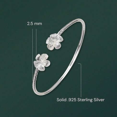 Better Jewelry Flower Hibiscus Ends .925 Sterling Silver West Indian Bangles, 1 pair in Saudi Arabia