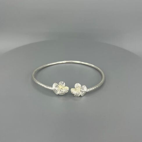 Better Jewelry Flower Hibiscus Ends .925 Sterling Silver West Indian Bangles, 1 pair in Saudi Arabia