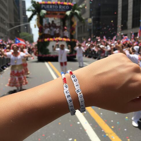 Tondiamo 15 Pcs Puerto Rico Beaded Bracelet Puerto Rico Souvenirs Gifts Pr Flag Party Favors Wristbands Bulk for Pr Patriotic Anniversary National Day Christmas in Saudi Arabia