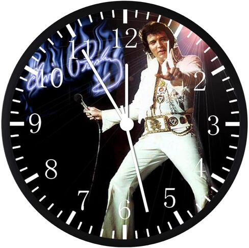 Frameless Large 12" Elvis Wall Clock Clear Glass Face Silent Non-Ticking Nice for Gift or Décor G25 in Saudi Arabia