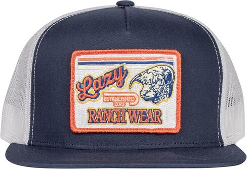 Lazy J Ranch Navy & White Retro Hereford Classic Five Panel Trucker Hat - Adjustable Unisex Country Hats, Vintage Trucker Hat in Saudi Arabia