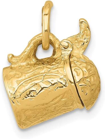 14k Yellow Gold 3-D Beer Stein Charm Pendant Fine Jewelry For Women Gifts For Her in Saudi Arabia