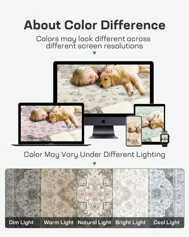 Marsail 8x10 Machine Washable Area Rug,Soft & Slip-Resistant Large Area Rug with Reinforced Bound Edges,Short-Pile Washable Rug with Floral Pattern for Living Room,Dinning Room and Bedroom,Brown in Saudi Arabia