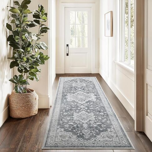 Marsail 8x10 Machine Washable Area Rug,Soft & Slip-Resistant Large Area Rug with Reinforced Bound Edges,Short-Pile Washable Rug with Floral Pattern for Living Room,Dinning Room and Bedroom,Brown in Saudi Arabia