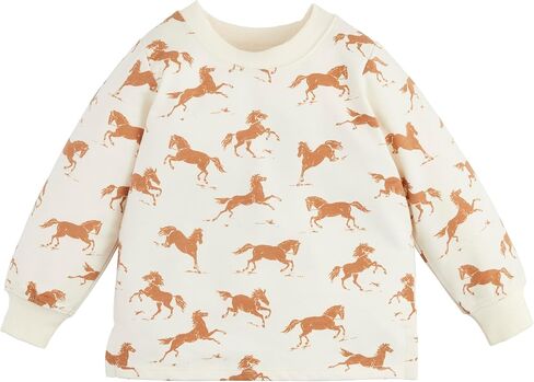 Mud Pie Girls Mud Pie Children's Horse Print Sweatshirt; in Saudi Arabia
