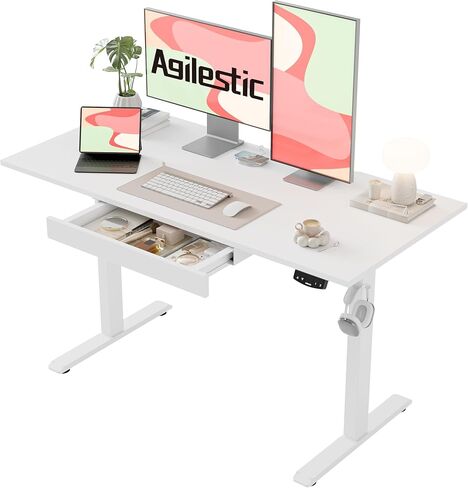 Standing Desk with 2 Drawers, Adjustable Height Electric Desk with Storage, 63 x 24 Inches Sit Stand Up Computer Table for Work Office Home, Black in Kuwait