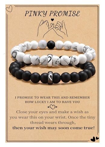 هدايا لصديقتك، صديقها وصديقتها هدايا عيد ميلاد سوار مطابقة الأساور للزوجين تاج القلب الأبيض الأسود الخرزة سوار Bf Gf الذكرى السنوية الأولى عيد الميلاد هدية مجوهرات in Kuwait