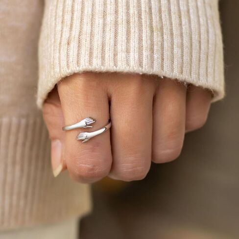 Daughter Hug Ring For Hope Rings, Inspirational Stainless Steel Engarved With Always With You Message Adjustable Non Tarnish Open Ring Jewelry Gift for Daughter Birthday Christmas in Saudi Arabia