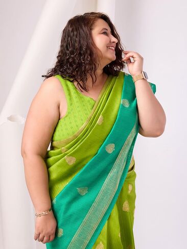 Foil Ethnic Motif Printed Bhagalpuri Silk Prestitched Ready To Wear Saree in Saudi Arabia