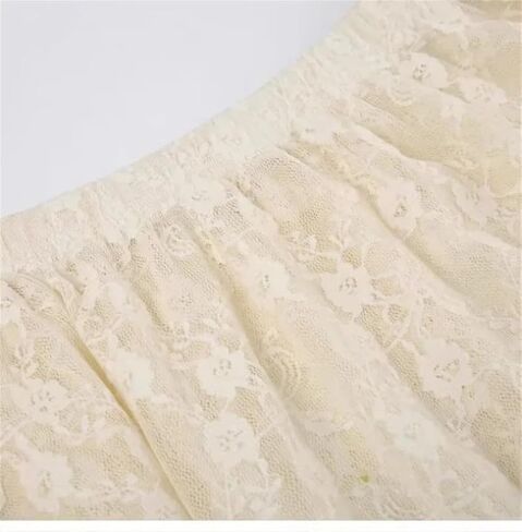 Women High Waist Loose Trendy Mid Vintage Lace Asymmetrical Skirt in Saudi Arabia
