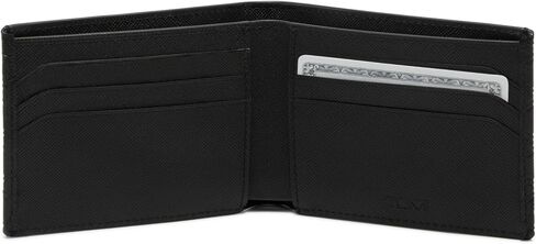 تومي - محفظة ناسو مزدوجة الطي - حامل بطاقات من الجلد الفاخر للرجال - حماية RFID - حرف واحد فقط مزخرف باللون الأسود in Saudi Arabia