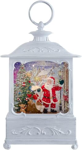 Kurt Adler 10-Inch Battery Operated Warm White LED Lighted Santa with Gifts Lantern in Saudi Arabia