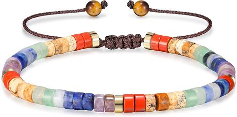 7 Chakra Bracelets for Women Handmade Natural Jasper Stone Healing Bead Bracelet Women Men Boho Friendship Inspirational Jewelry Natural Jasper Stone Double Layer Healing Bead Jewelry Gifts in Kuwait