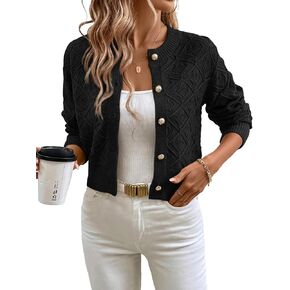 SHENHE Women's Cropped Cardigan Sweaters Mock Neck Button Down Dressy Crop Sweaters in Saudi Arabia