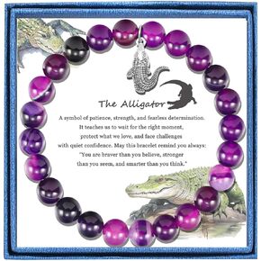 LIUANAN هدايا التمساح للنساء أساور لطيف لمحبي التمساح مجوهرات الحجر الطبيعي الجمشت in Kuwait