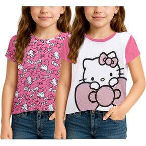 Hello Kitty Girls' T-Shirt - 2 Pack Short Sleeve Graphic T Shirts for Girls (4-12) in Kuwait