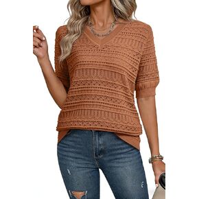 Dokotoo Women's Casual Short Sleeve Loose Tunic Tops Lightweight Knit Spring Summer Pullover Sweater Blouses in Saudi Arabia