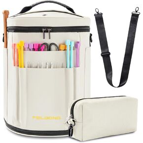 FEILOONG Yarn Bag Organizer, Expandable Crochet Bag Storage Large Knitting Bag, Portable Crochet Storage Tote Bags Organizer for Crocheting Accessories Yarn Holder for Crochet Lovers with Case in Kuwait