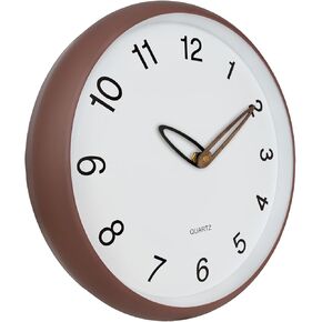 ساعة حائط، ساعات حائط 12 بوصة تعمل بالبطارية، ساعة تناظرية صامتة غير موقوتة بأرقام كبيرة، ساعات يد خشبية حديثة كريمية لغرفة المعيشة وغرفة النوم والمطبخ والفندق والمزرعة، بني in Kuwait