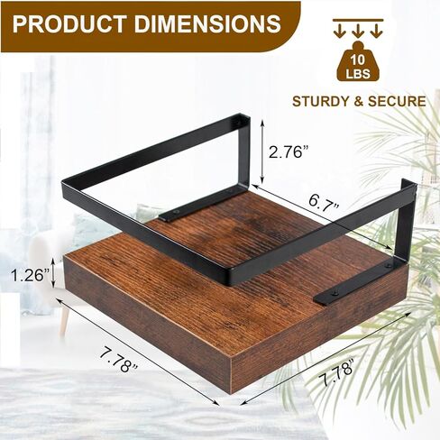 ARTORA Wall Mounted Plant Holder, Wooden Floating Shelf with Invisible Bracket Wall Mount Wood Rack Small Decorative Display Shelves with Gaurdrail for Bedroom Living Room Bathroom (Brown, 1 Pack) in Saudi Arabia