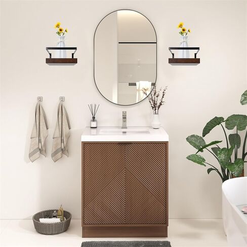 ARTORA Wall Mounted Plant Holder, Wooden Floating Shelf with Invisible Bracket Wall Mount Wood Rack Small Decorative Display Shelves with Gaurdrail for Bedroom Living Room Bathroom (Brown, 1 Pack) in Saudi Arabia