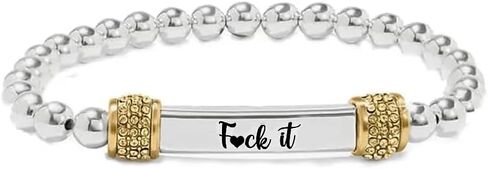 F*ck It Engraved Bead Bracelet, Handmade Wrap Bracelet,Couples Bracelets,Adjustable Stainless Steel Inspirational Bracelets,for Women Men Gift in Saudi Arabia